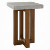 Joshua End Table, Gray Faux Concrete Top, Walnut Brown Wood, 16 Inch