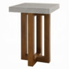 Joshua End Table, Gray Faux Concrete Top, Walnut Brown Wood, 16 Inch