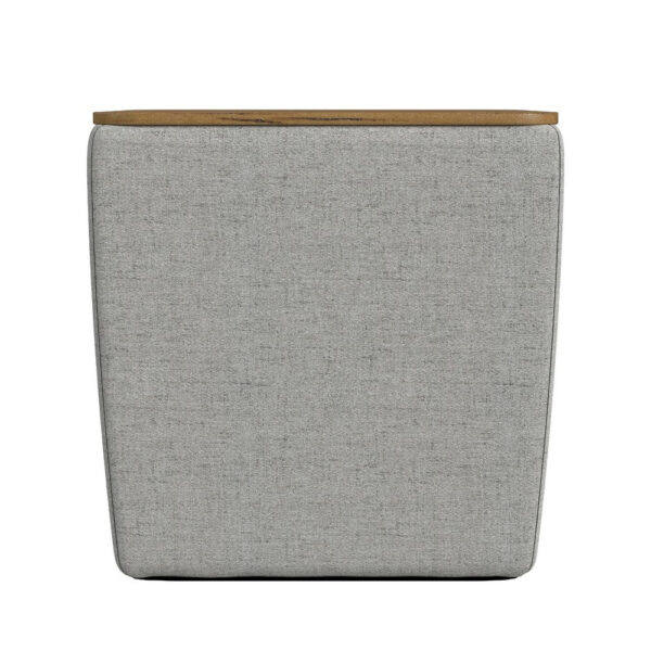 Mody Storage Ottoman, Gray Upholstery, 19 Inch Brown Wood Lift Top