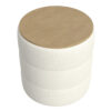 Mona Storage Ottoman, 19 Inch Round Lift Top, Channeled Ivory Boucle