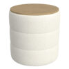 Mona Storage Ottoman, 19 Inch Round Lift Top, Channeled Ivory Boucle