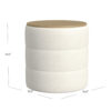 Mona Storage Ottoman, 19 Inch Round Lift Top, Channeled Ivory Boucle