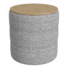 Mona Storage Ottoman, 19 Inch Round Lift Top, Channeled Gray Boucle
