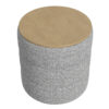 Mona Storage Ottoman, 19 Inch Round Lift Top, Channeled Gray Boucle