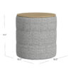 Mona Storage Ottoman, 19 Inch Round Lift Top, Channeled Gray Boucle