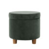 Gio Storage Ottoman, 19 Inch Round Lift Top, Forest Green Velvet