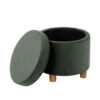 Gio Storage Ottoman, 19 Inch Round Lift Top, Forest Green Velvet