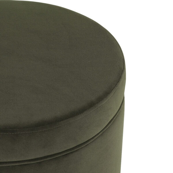 Gio Storage Ottoman, 19 Inch Round Lift Top, Forest Green Velvet