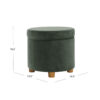 Gio Storage Ottoman, 19 Inch Round Lift Top, Forest Green Velvet