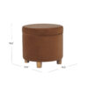 Gio Storage Ottoman, 19 Inch Round Lift Top, Spice Brown Velvet Fabric