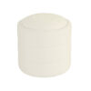 Pero Storage Ottoman, 18 Inch Round Removable Lid, White Boucle Fabric