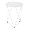 Accent Table, 18 Inch, Round Mirror Top and Open White Metal Base