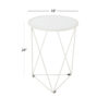 Accent Table, 18 Inch, Round Mirror Top and Open White Metal Base