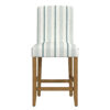 Pior Counter Stool Chair, Blue and White Stripe, Brown Wood Legs