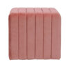Ada Footstool Ottoman with Channel Tufted Blush Pink Velvet, 19 Inch