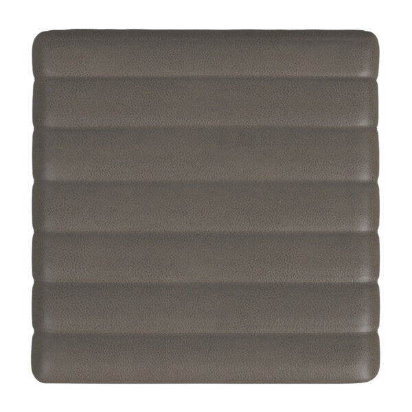 Ada Footstool Ottoman, Channel Tufted Gray Faux Leather, 19 Inch