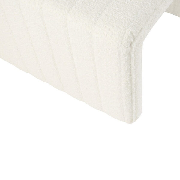 Ada Footstool Ottoman, Channel Tufted Cream White Boucle, 19 Inch