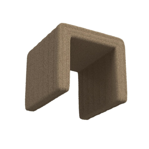 Ada Footstool Ottoman, Channel Tufted Taupe Brown Boucle, 19 Inch