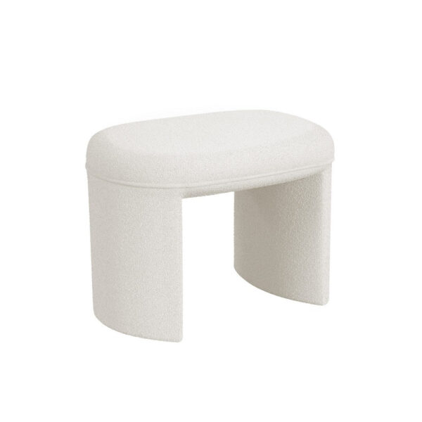 Max Ottoman Footstool with Saddle Seat, Cream White Boucle, 24 Inch
