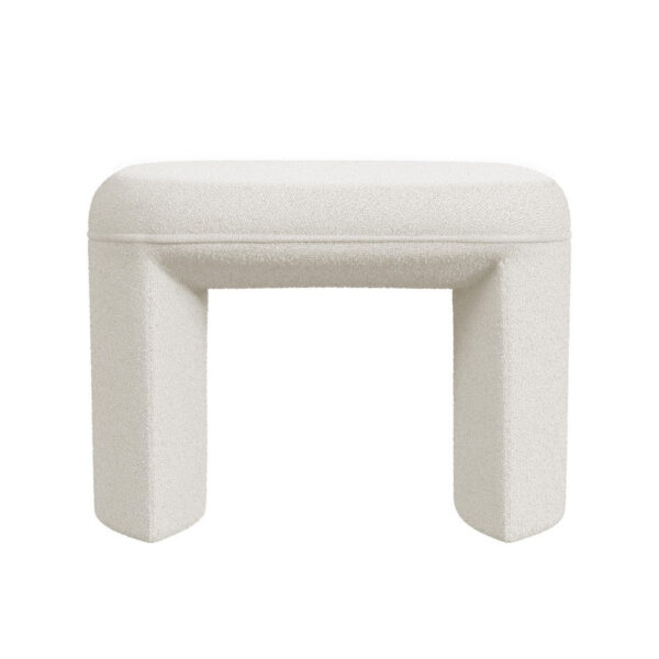 Max Ottoman Footstool with Saddle Seat, Cream White Boucle, 24 Inch
