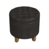 Wes Round Storage Ottoman, Black Faux Leather, Hardwood, 19 Inch