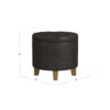 Wes Round Storage Ottoman, Black Faux Leather, Hardwood, 19 Inch