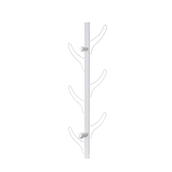 34 Inch Zubo Coat and Hat Rack w 6 Hooks , Wall Mount, White Metal