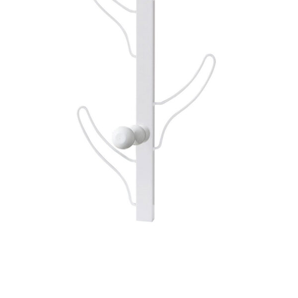 34 Inch Zubo Coat and Hat Rack w 6 Hooks , Wall Mount, White Metal