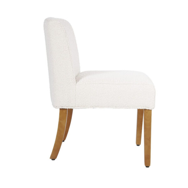Kip Dining Chair with Honey Oak Wood Legs, Cream White Boucle Fabric