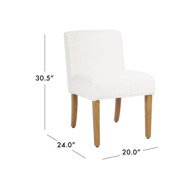 Kip Dining Chair with Honey Oak Wood Legs, Cream White Boucle Fabric