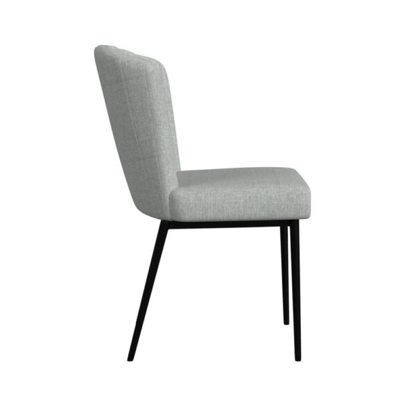 Ole Dining Chair Set of 2, Curved Back, Gray Woven Fabric, Black Metal