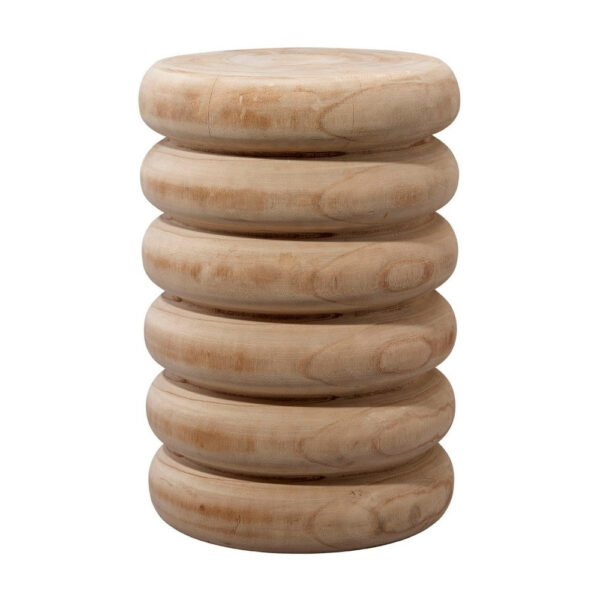 Jevy Outdoor Accent Table, 12 Inch Spiral Natural Brown Paulownia Wood