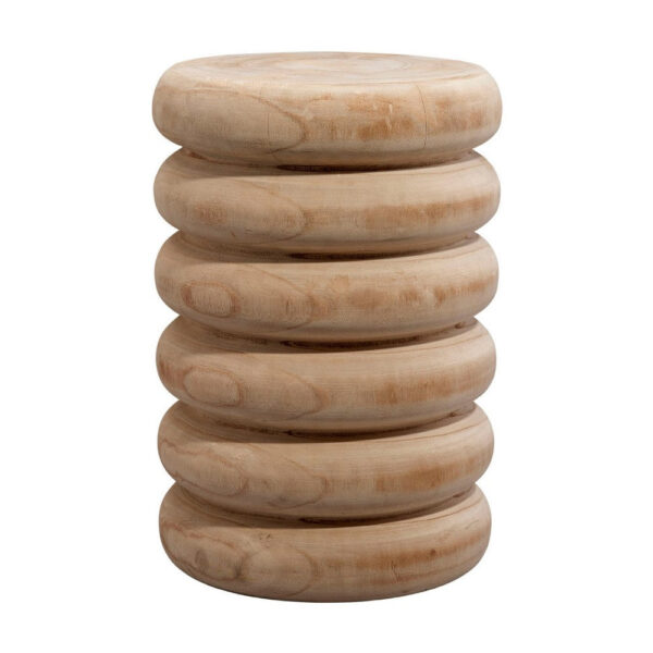 Jevy Outdoor Accent Table, 12 Inch Spiral Natural Brown Paulownia Wood