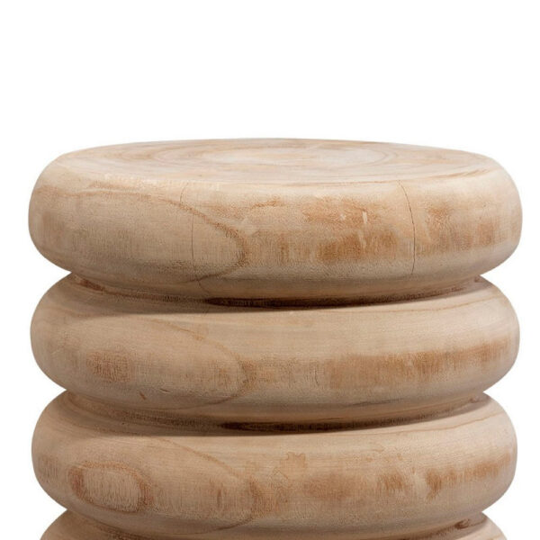 Jevy Outdoor Accent Table, 12 Inch Spiral Natural Brown Paulownia Wood