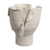 Tio Modern Vessel Vase, Flowing Petal Folds, White Porcelain 13 Inch