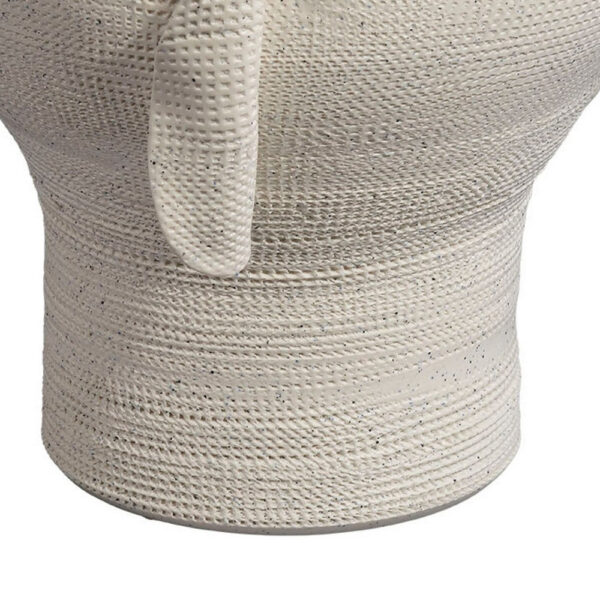 Tio Modern Vessel Vase, Flowing Petal Folds, White Porcelain 13 Inch