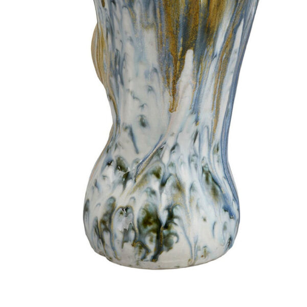 Tery Decorative Vase, 16 Inch Glossy Ocean Blue Ceramic, Wavy Fishtail