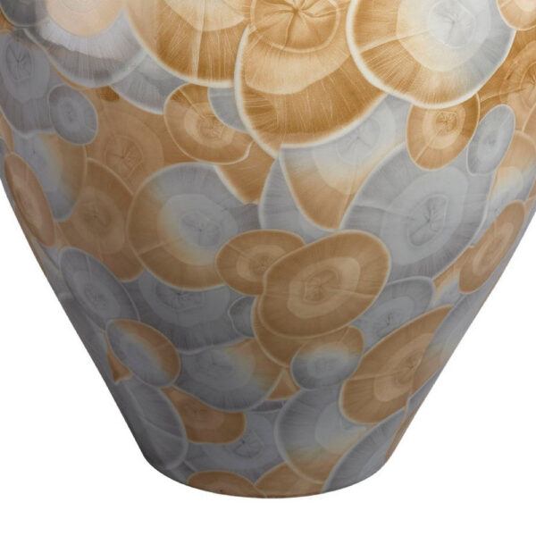 Aery Decorative Vase, Printed Pattern Glossy Blue Ceramic, 12 Inch
