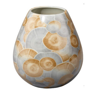 Aery Decorative Vase, Printed Pattern Glossy Blue Ceramic, 8 Inch