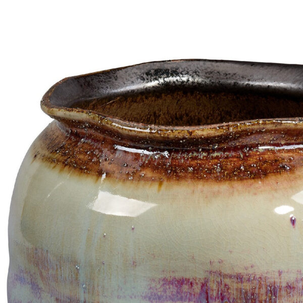 Noah Decorative Basin, Irregular Round Glossy Blue Ceramic 9 Inch