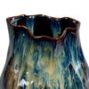 Fera Decorative Flower Vase, Ruffled Edge, 9 Inch Shiny Blue Ceramic