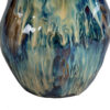 Fera Decorative Flower Vase, Ruffled Edge, 9 Inch Shiny Blue Ceramic