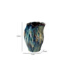 Fera Decorative Flower Vase, Ruffled Edge, 12 Inch Shiny Blue Ceramic