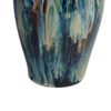 Fera Decorative Flower Vase, Ruffled Edge, 15 Inch Shiny Blue Ceramic