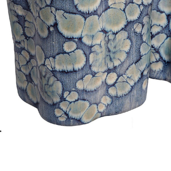 Gipo Decorative Flower Vase Set of 2, Ruffled Body, Blue White Ceramic