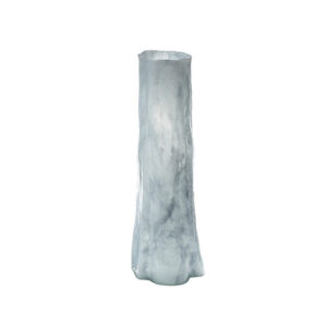 Quia Tall Decorative Vase, Rough Body, Pale Blue Blown Glass 20 Inch