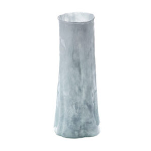 Quia Tall Decorative Vase, Rough Body, Pale Blue Blown Glass 14 Inch