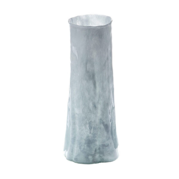 Quia Tall Decorative Vase, Rough Body, Pale Blue Blown Glass 14 Inch