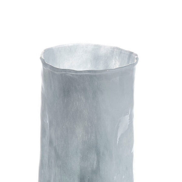 Quia Tall Decorative Vase, Rough Body, Pale Blue Blown Glass 14 Inch