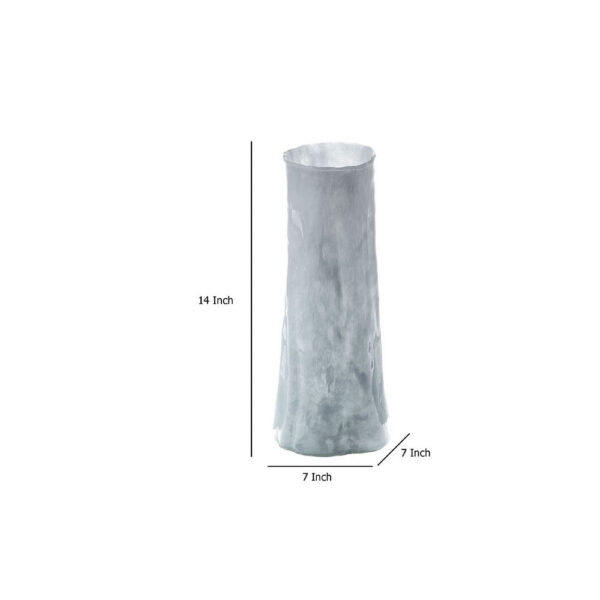 Quia Tall Decorative Vase, Rough Body, Pale Blue Blown Glass 14 Inch